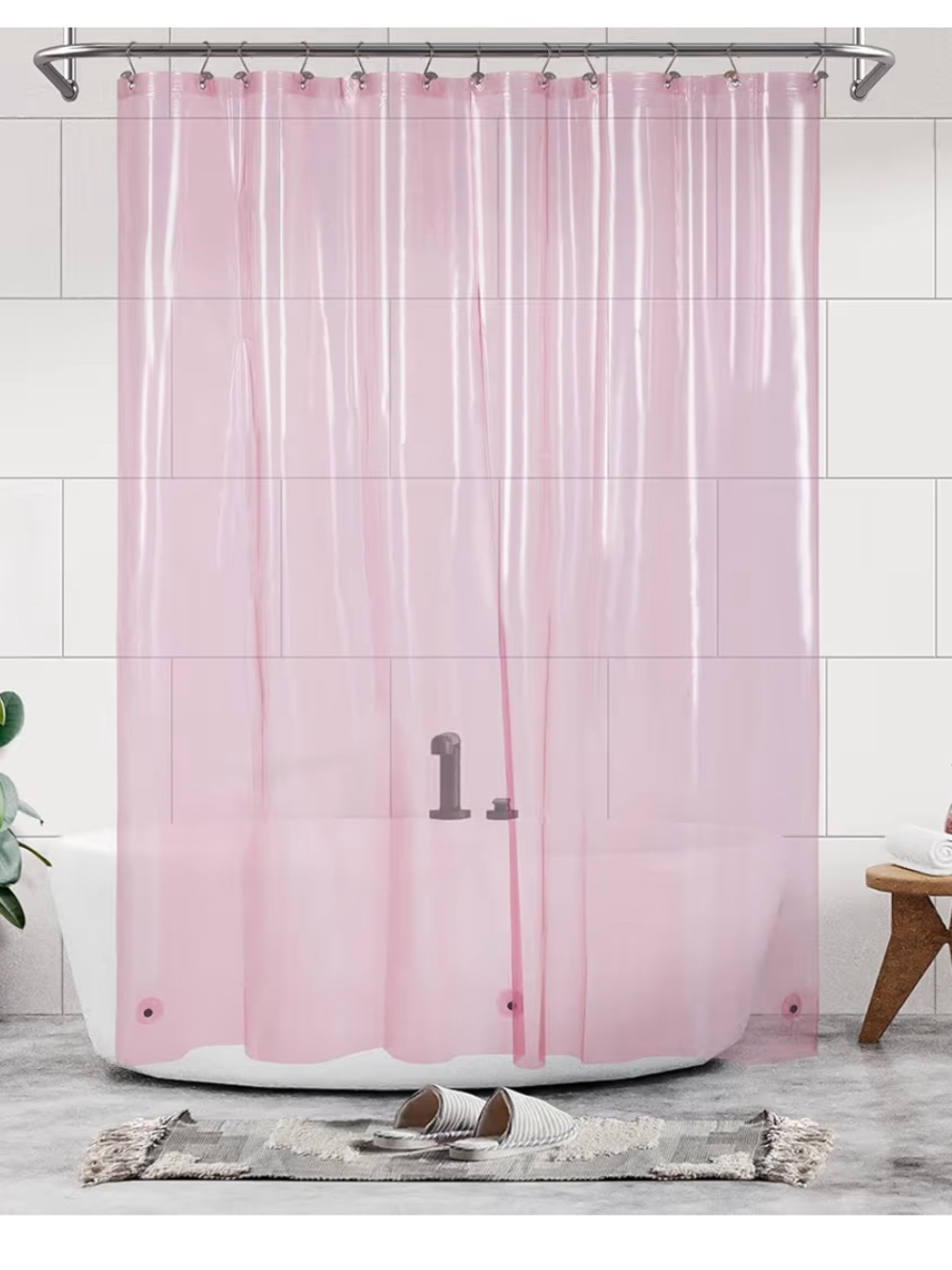 Barossa Design Clear Pink Long Shower Curtain Liner
